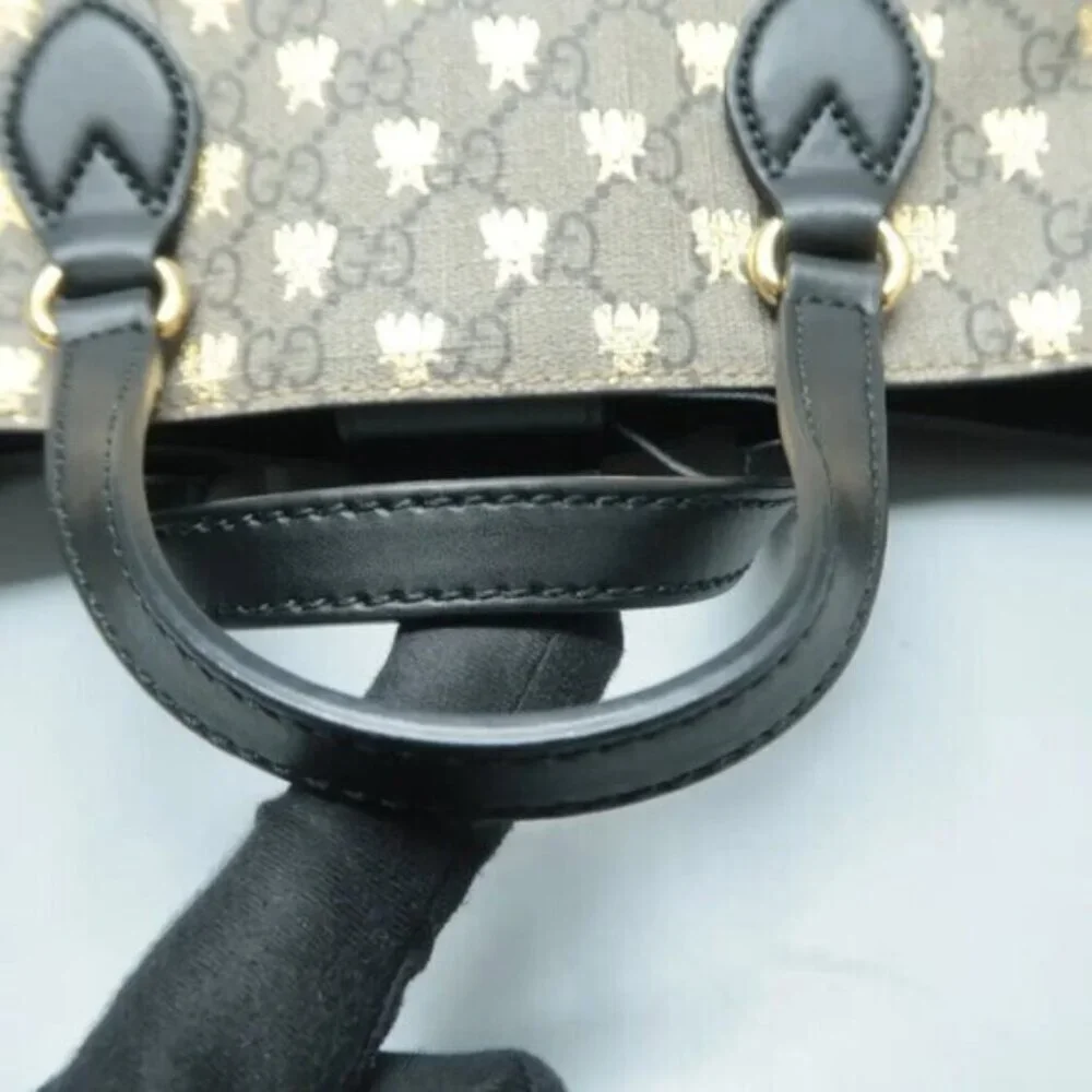 Authentic Gucci GG Supreme Bees Tote Bag Canvas Leather Crossbody Luxury